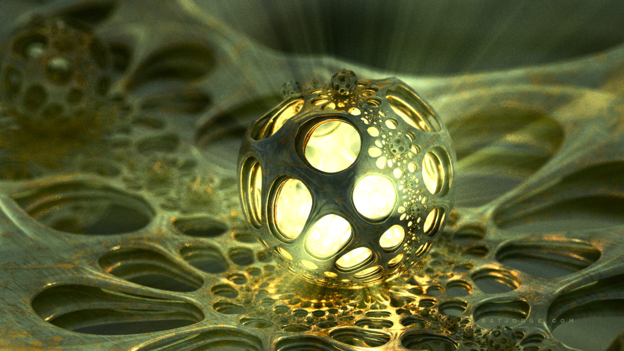 3d fractal. amazingifs volumetric lights. golden