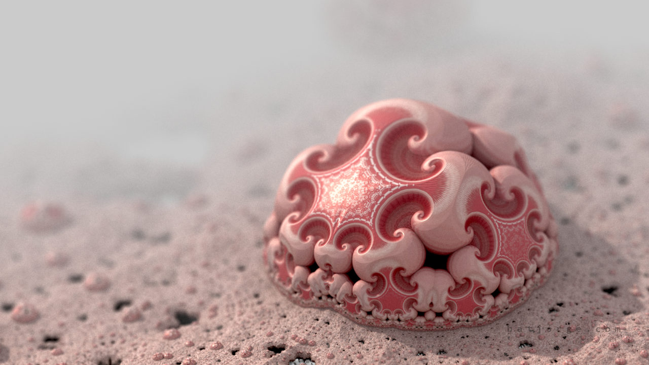 Mandelbulb 3d fractal. Muahroom-organic-like. pink color