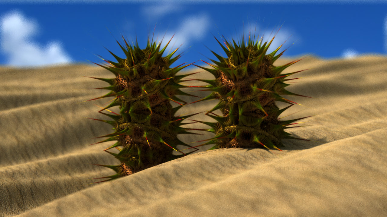 3D fractal sculpture. abstract. desert cactus like withspikes