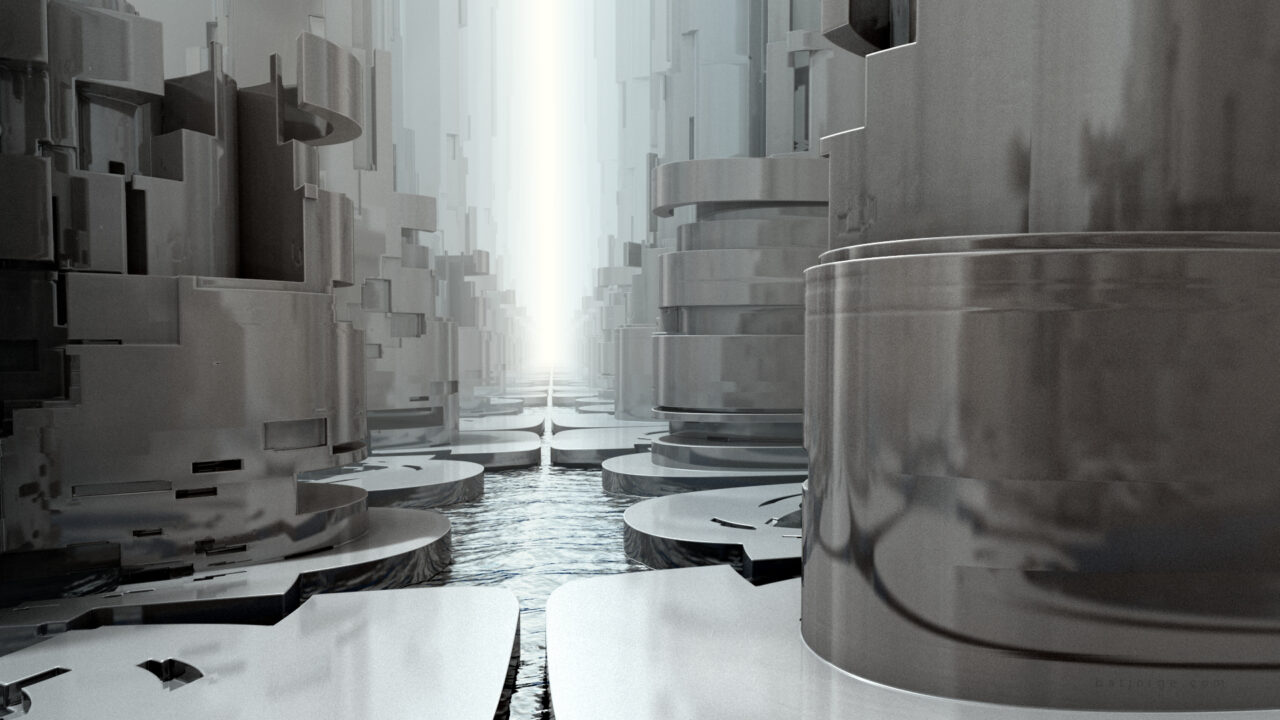 Mandelbulber 2.34. T>Inverse Cylindrical, T>Reciprocal3, Mix Pinski 4D