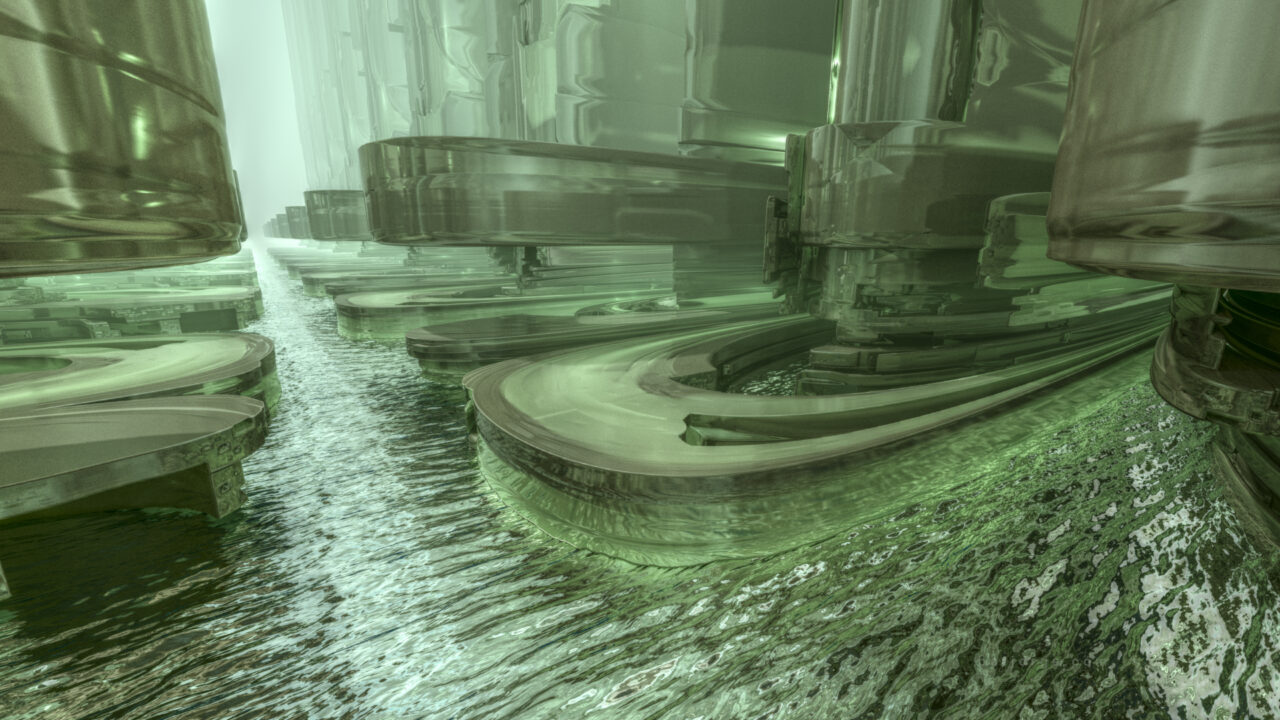 Mandelbulber 2.34. T>Inverse Cylindrical, T>Reciprocal3, Mix Pinski 4D